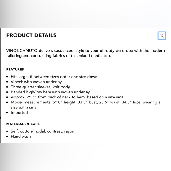 Vince Camuto Woven Grey&White Hem Layered Light TshirtTop - Picture 10 of 10